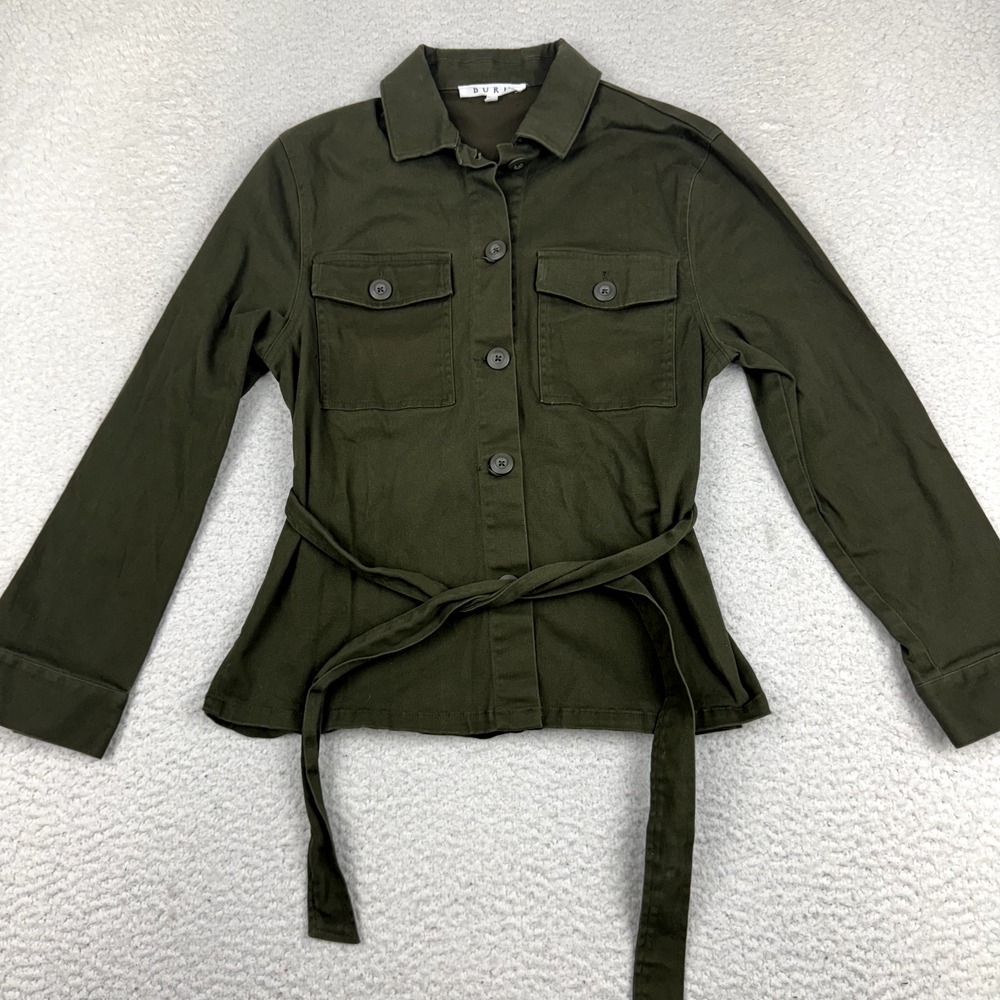 Buru Lynnview Utility Jacket Women's Small Army Green with Belt‎ Lightweight
